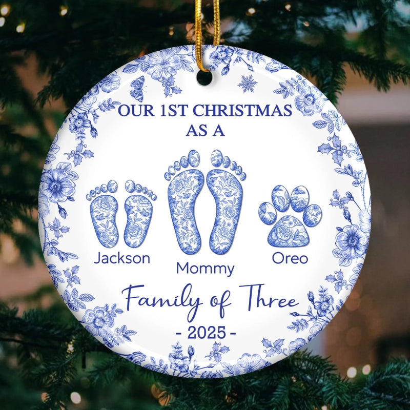 Custom First Christmas Ceramic Ornament - Personalized Christmas Birthday Gifts For Mom, Dad, Brother, Sister, Kids - Together Wrapped In Winter Magic