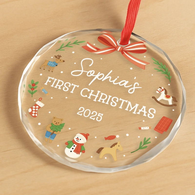 Custom Name First Christmas Keepsake - Personalized Glass Ornament