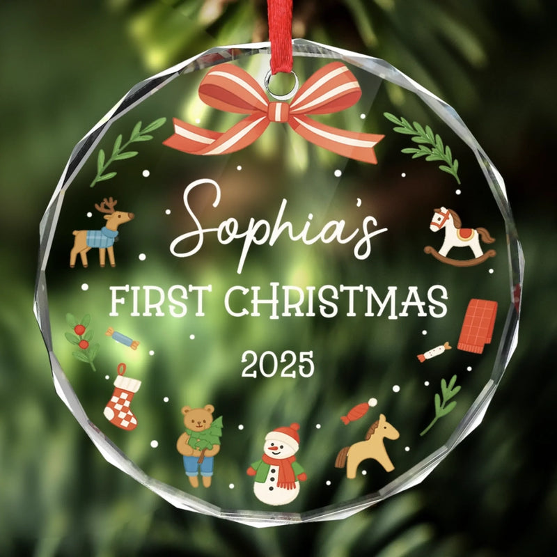 Custom Name First Christmas Keepsake - Personalized Glass Ornament