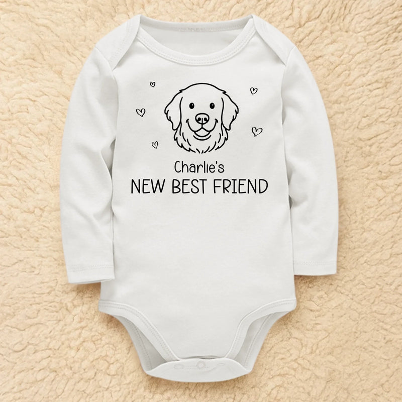 Custom Long Sleeve Baby Onesie - Personalized Baby Shower, Gender Reveal Gifts For New Moms, New Dads, New Parents, Dog Dad And Mom - Tiny Hands Endless Dreams