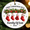 Custom First Christmas Ceramic Ornament - Personalized Christmas Birthday Gifts For Family, Dog Cat Lovers - Our First Noel As A Family