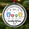 Custom First Christmas Acrylic Rotating Ornament - Personalized Christmas Birthday Gifts For Mom, Dad, Brother, Sister, Kids - Hearts Gather Around The Tree