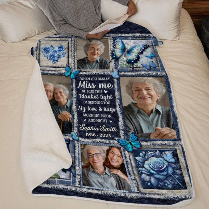 Custom Photo Blanket - Personalized Christmas Memorial Sympathy Gifts For Loss Of Mom, Dad - Love Lives Beyond The Years