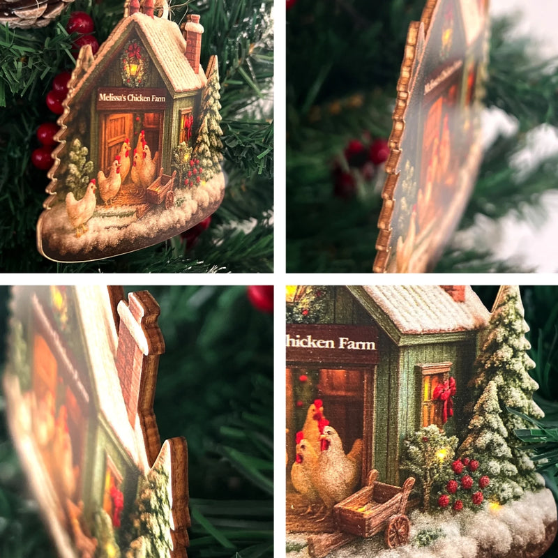 Custom Wood Ornament - Personalized Christmas Birthday Gifts For Women, Men - Chicken Love, Farm Life, Christmas Joy