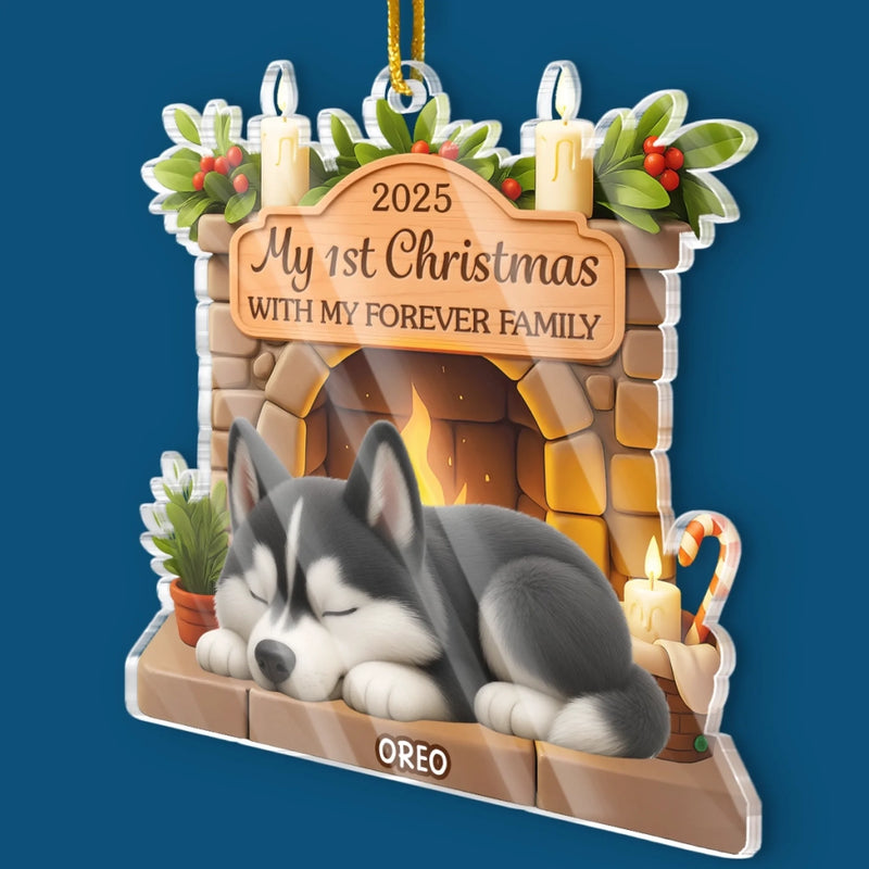 Custom First Christmas Acrylic Ornament - Personalized Christmas Birthday Gifts For Dog Lovers, Dog Dad And Mom - Pawsitively Loved This Christmas