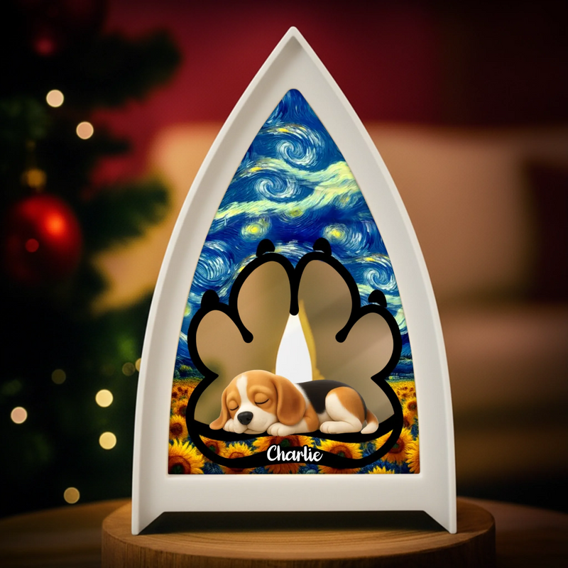 Custom Starry Night LED Tabletop Lantern Light - Personalized Pet Christmas Memorial Sympathy Gifts For Dogs - Forever My Flame