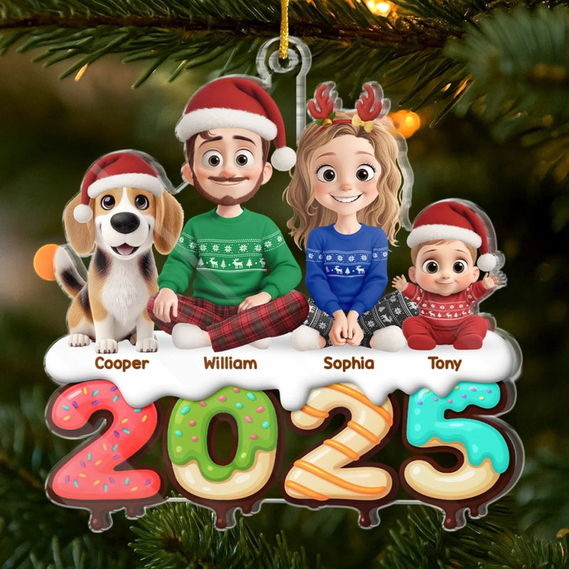 Custom Acrylic Ornament - Personalized Christmas Birthday Gifts For Family, Dog Cat Lovers - Our Family Our Forever
