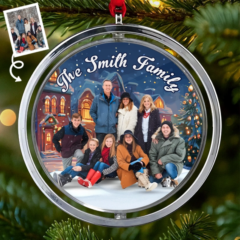 Custom Photo Acrylic Rotating Ornament - Personalized Christmas Birthday Gifts For Mom, Dad, Brother, Sister, Kids - Hearts Together This Christmas Season