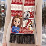 Custom Name Christmas Gifts for Kids and Dog Lovers - Personalized Wool Scarf With Tassel