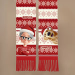Custom Name Christmas Gifts for Kids and Dog Lovers - Personalized Wool Scarf With Tassel