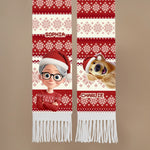Custom Name Christmas Gifts for Kids and Dog Lovers - Personalized Wool Scarf With Tassel