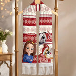 Custom Name Christmas Gifts for Kids and Dog Lovers - Personalized Wool Scarf With Tassel