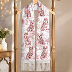 Dog Breed Floral Woodland Scarf for Dog Lovers - Wool Scarf With Tassel