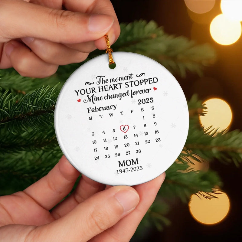 Custom Memorial Date Calendar Gifts for Mom - Personalized Ceramic Ornament