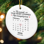 Custom Memorial Date Calendar Gifts for Mom - Personalized Ceramic Ornament