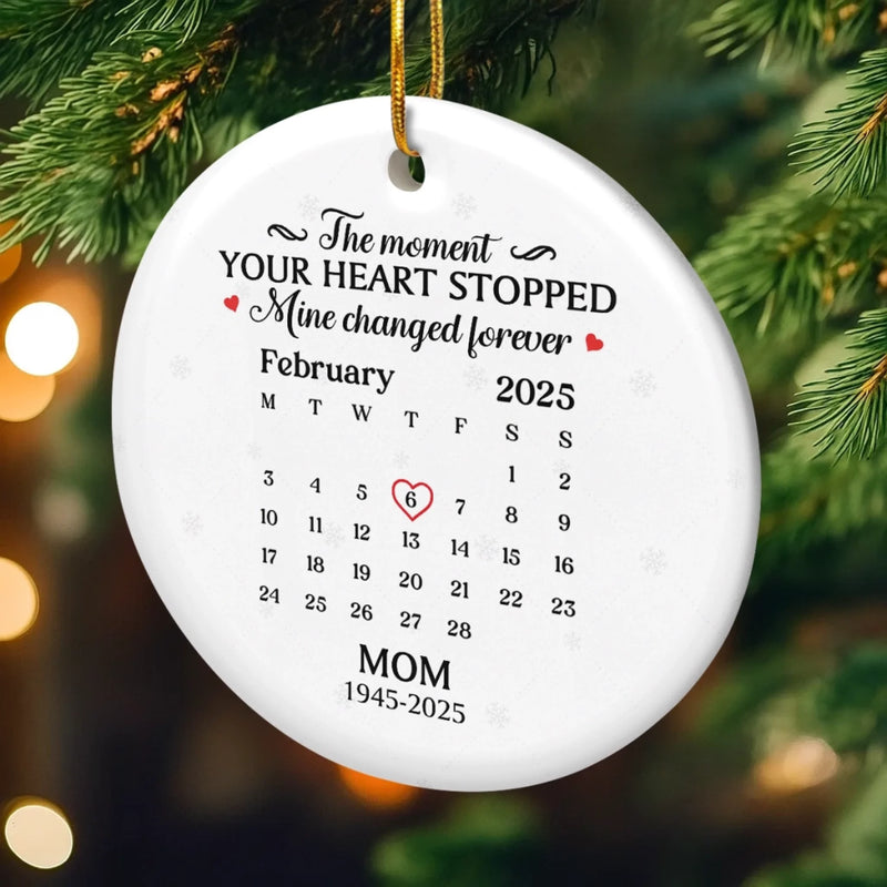 Custom Memorial Date Calendar Gifts for Mom - Personalized Ceramic Ornament