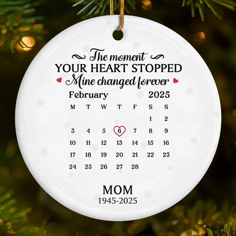 Custom Memorial Date Calendar Gifts for Mom - Personalized Ceramic Ornament