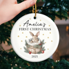 Custom Baby First Christmas Ceramic Ornament - Personalized Christmas Baby Shower, Gifts For New Moms, New Dads, New Parents - First Christmas Wrapped In Pure Love