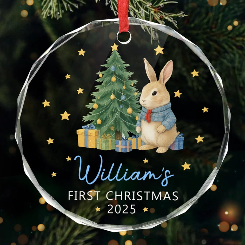 Custom Baby First Christmas Glass Ornament - Personalized Christmas Baby Shower, Gifts For New Moms, New Dads, New Parents - Baby’s Very First Christmas