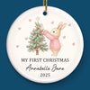 Custom Baby First Christmas Ceramic Ornament - Personalized Christmas Baby Shower, Gifts For New Moms, New Dads, New Parents - A New Star Brightens Christmas Night