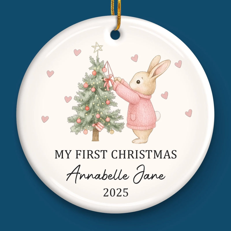 Custom Baby First Christmas Ceramic Ornament - Personalized Christmas Baby Shower, Gifts For New Moms, New Dads, New Parents - A New Star Brightens Christmas Night