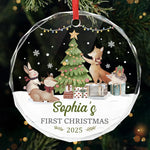 Custom Name First Christmas Holiday Decor - Personalized Glass Ornament