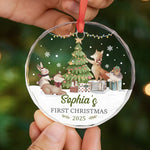 Custom Name First Christmas Holiday Decor - Personalized Glass Ornament