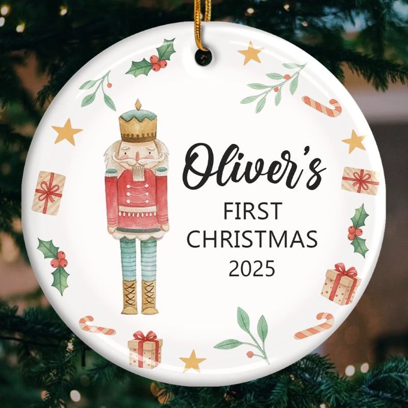 Custom Baby First Christmas Ceramic Ornament - Personalized Christmas Baby Shower, Gender Reveal Gifts For New Moms, New Dads, New Parents - Sweet Beginnings