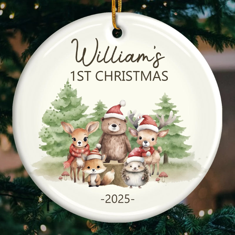Custom Baby First Christmas Ceramic Ornament - Personalized Christmas Baby Shower, Gender Reveal Gifts For New Moms, New Dads, New Parents - Born To Be Loved
