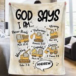 Custom Name Christian Affirmation Gifts for Kids - Personalized Blanket