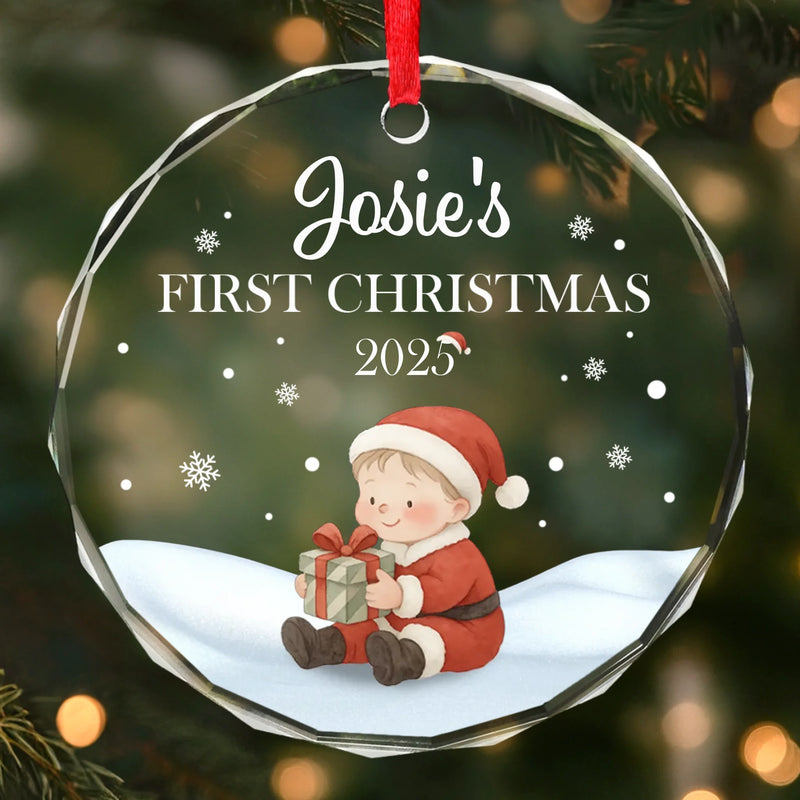 Custom Name First Christmas Baby Gifts - Personalized Glass Ornament
