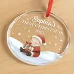 Custom Name First Christmas Baby Gifts - Personalized Glass Ornament