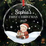 Custom Name First Christmas Baby Gifts - Personalized Glass Ornament