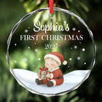 Custom Name First Christmas Baby Gifts - Personalized Glass Ornament