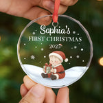 Custom Name First Christmas Baby Gifts - Personalized Glass Ornament