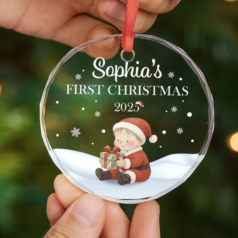 Custom Name First Christmas Baby Gifts - Personalized Glass Ornament