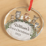 Custom Name Woodland Animal First Christmas Gifts - Personalized Glass Ornament