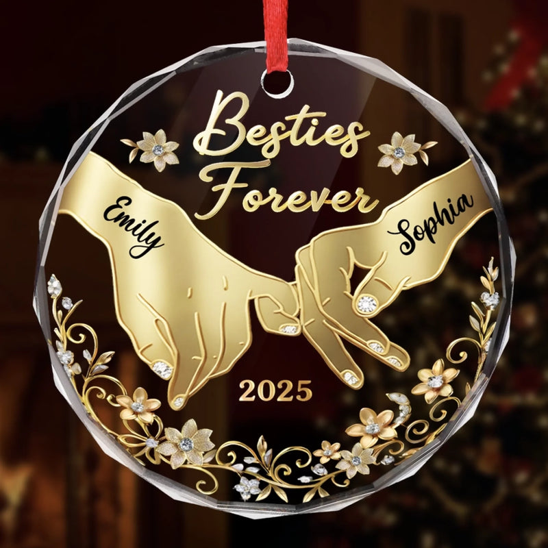 Custom Name Best Friends Christmas Gifts - Personalized Glass Ornament