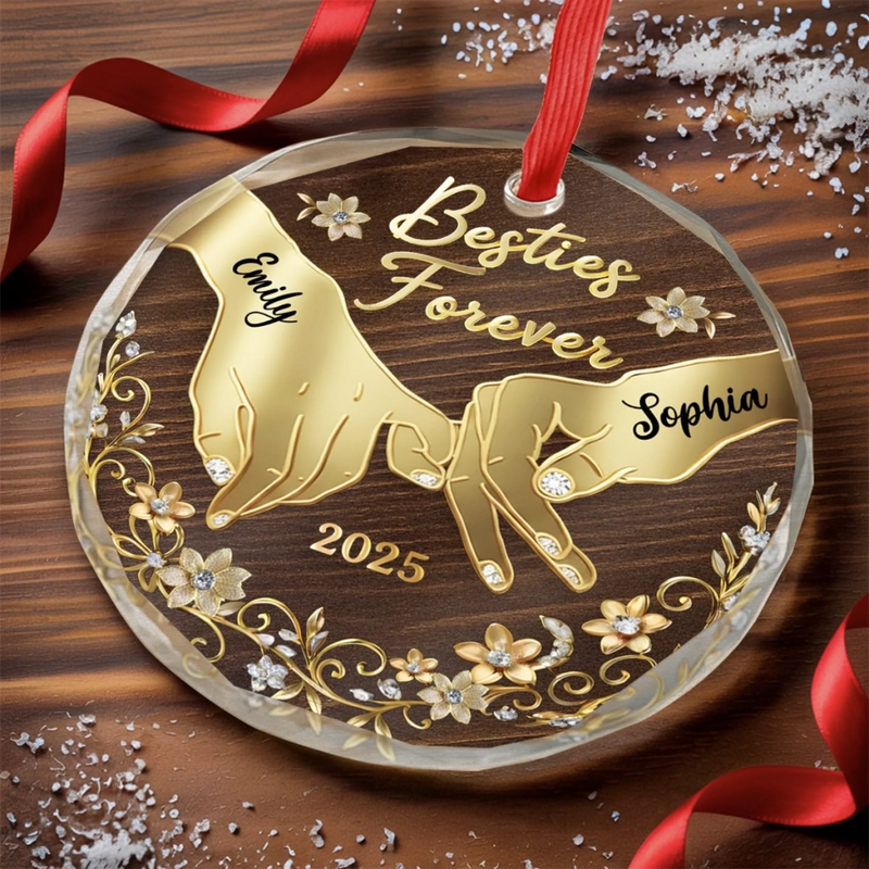 Custom Name Best Friends Christmas Gifts - Personalized Glass Ornament