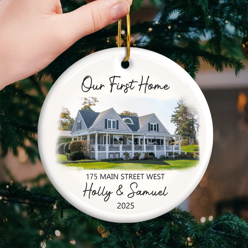 Custom Photo First Home Housewarming Gifts - Personalized Ceramic Ornament