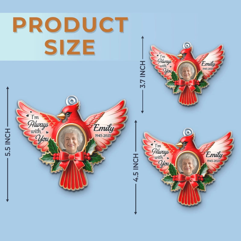 Custom Photo Cardinal Acrylic Ornament - Personalized Christmas Memorial Sympathy Gifts For Loss Of Mom, Dad - A Life Remembered With Love