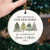 Custom First Christmas In New Home Ceramic Ornament - Personalized Anniversary Christmas Wedding Gifts For Husband And Wife, Him And Her, New Homeowners, Couples, Friends - Together Under One Roof