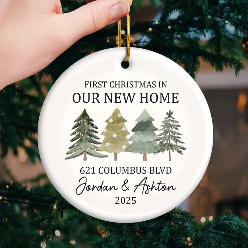 Custom New Home Christmas Gifts - Personalized Ceramic Ornament
