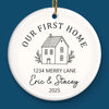 Custom First Christmas In New Home Ceramic Ornament - Personalized Anniversary Christmas Wedding Gifts For Husband And Wife, Him And Her, New Homeowners, Couples, Friends - Home For The Holidays