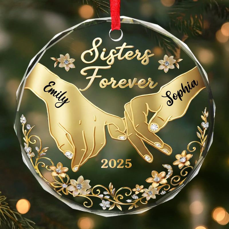 Custom Name Best Friends Christmas Gifts - Personalized Glass Ornament
