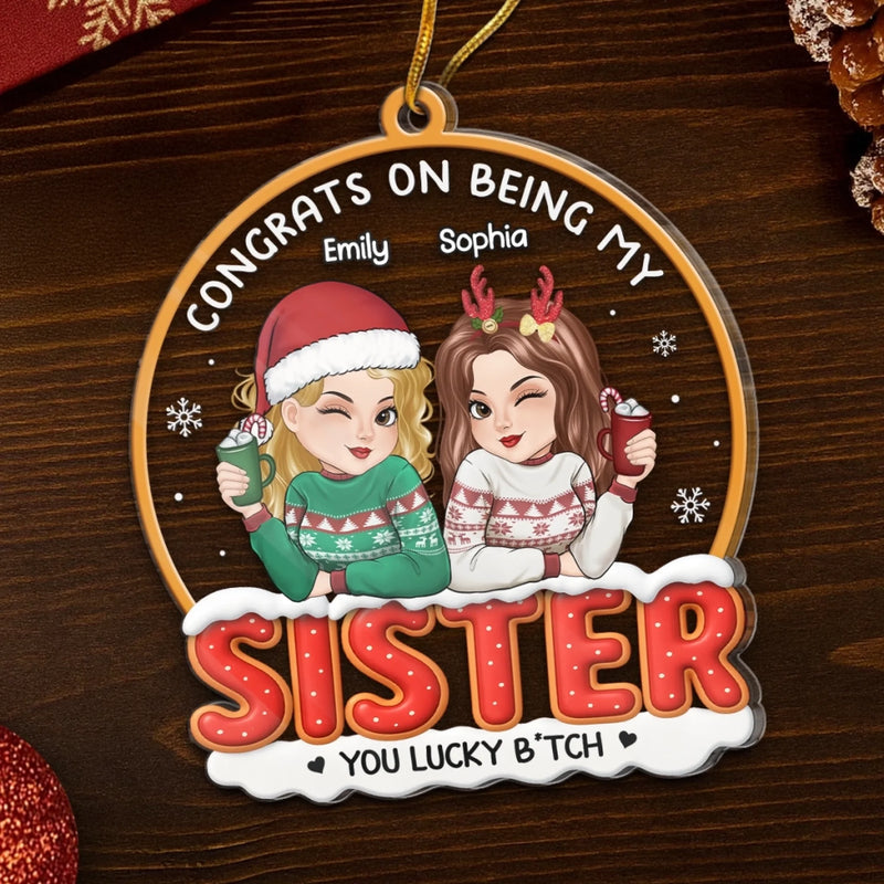 Custom Name Funny Sister Christmas Gifts - Personalized Ornament
