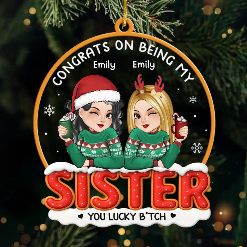 Custom Name Funny Sister Christmas Gifts - Personalized Ornament
