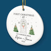 Custom First Christmas In New Home Ceramic Ornament - Personalized Anniversary Christmas Wedding Gifts For Husband And Wife, Him And Her, New Homeowners, Couples, Friends - Our Forever Beginning