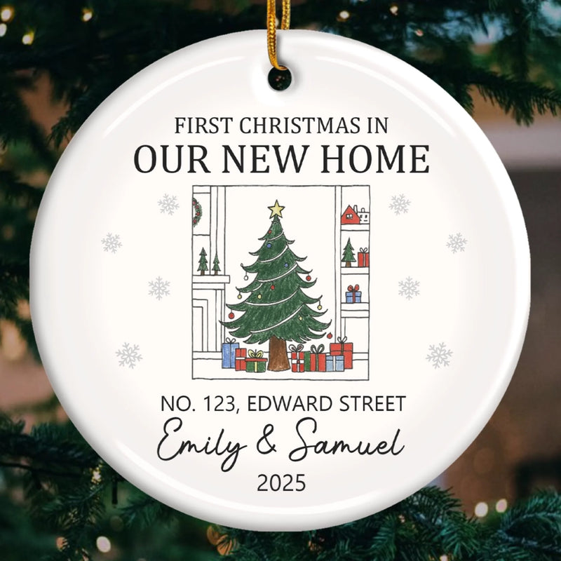 Custom First Christmas in Our New Home Gifts - Personalized Ceramic Ornament