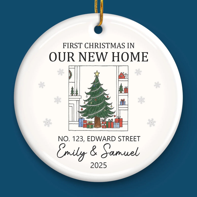Custom First Christmas in Our New Home Gifts - Personalized Ceramic Ornament